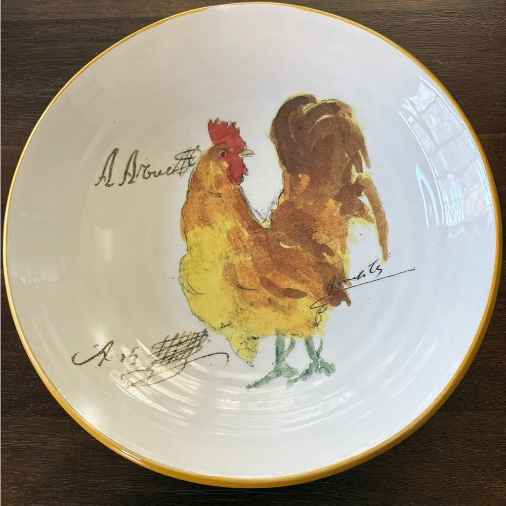 Williams Sonoma Rooster Dinner Bowl - Yellow and Brown